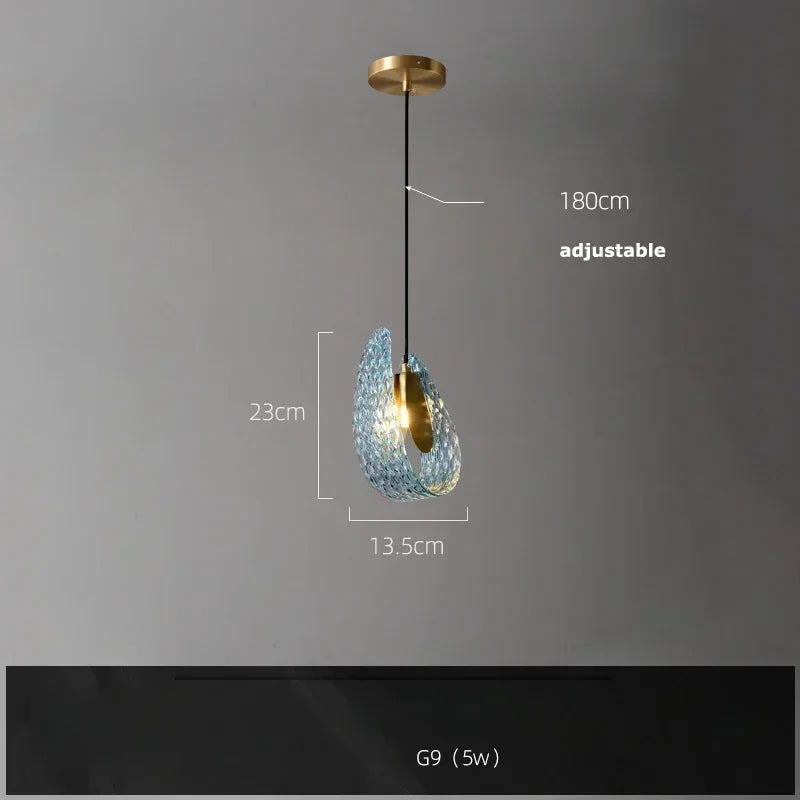 Blue Glass LED Pendant Lamps - Modern Designer Lighting - 1 light / changeable - Chandelier