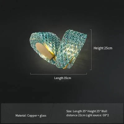 Blue Glass LED Pendant Lamps - Modern Designer Lighting - 2 head wall lamp / changeable - Chandelier