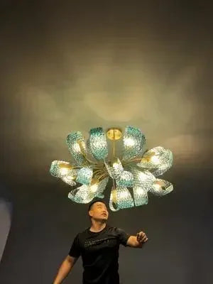 Blue Glass LED Pendant Lamps - Modern Designer Lighting - Chandelier