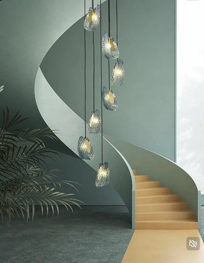 Blue Glass LED Pendant Lamps - Modern Designer Lighting - Chandelier