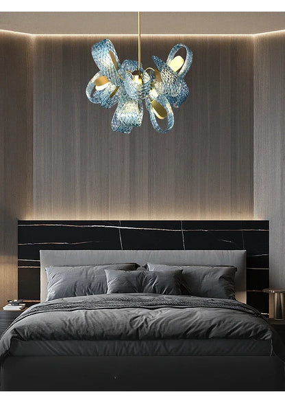 Blue Glass LED Pendant Lamps - Modern Designer Lighting - Chandelier