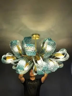 Blue Glass LED Pendant Lamps - Modern Designer Lighting - Chandelier