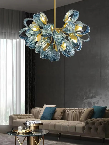 Blue Glass LED Pendant Lamps - Modern Designer Lighting - Chandelier