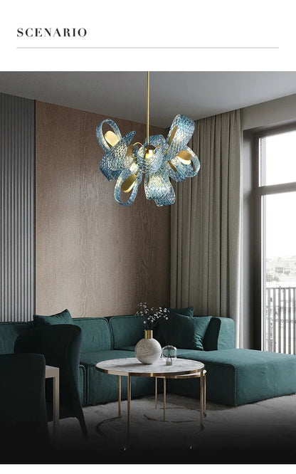 Blue Glass LED Pendant Lamps - Modern Designer Lighting - Chandelier