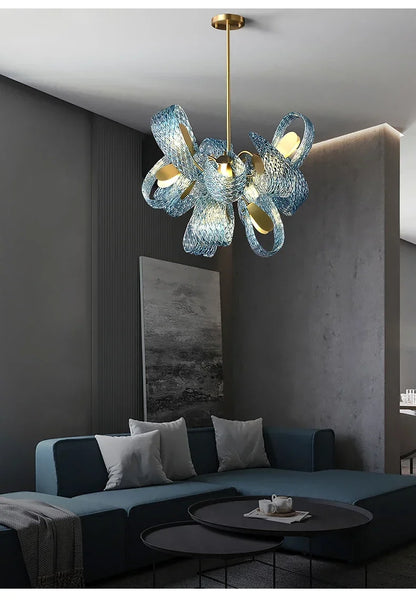 Blue Glass LED Pendant Lamps - Modern Designer Lighting - Chandelier