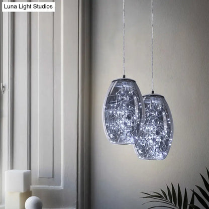 Blue Glass LED Pendant Light Fixture for Contemporary Living Rooms