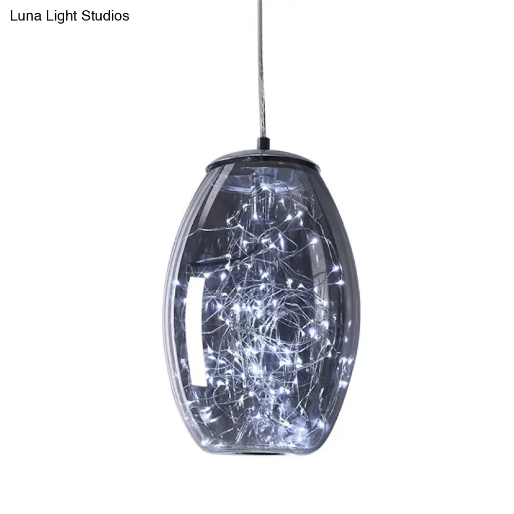 Blue Glass LED Pendant Light Fixture for Contemporary Living Rooms