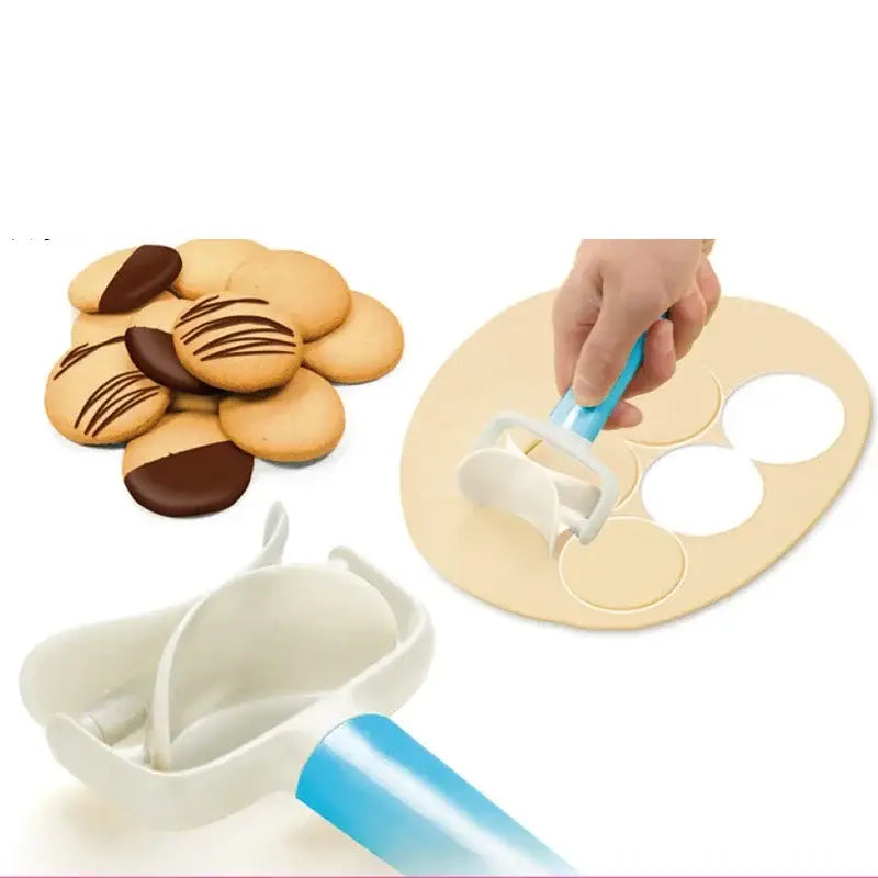 Blue and gray plastic dough cutter dumpling maker set with circular molds for cutting dough by decorbites dough cutter