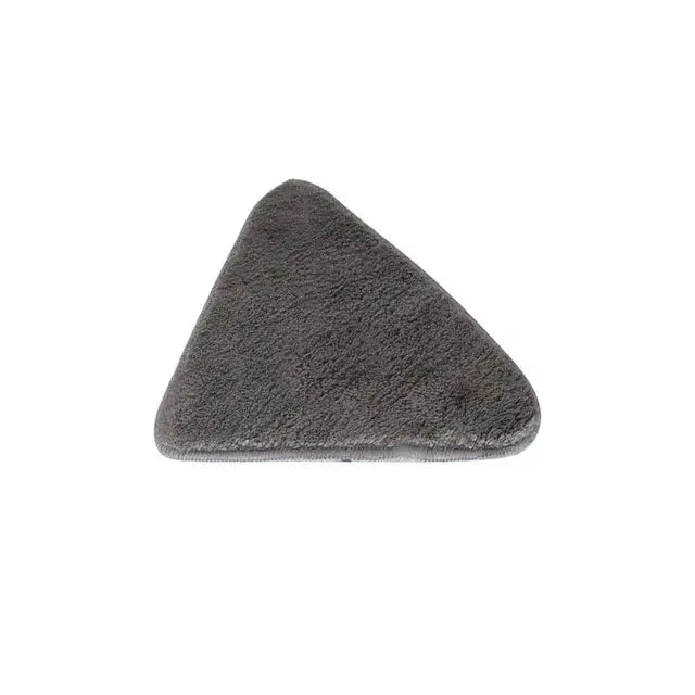 Gray microfiber cleaning pad for rotating telescopic triangle floor mop with blue and gray kitchen squeegee design