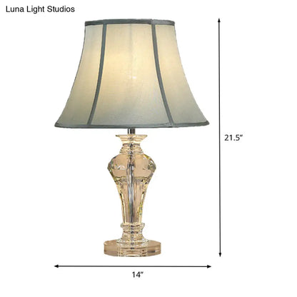 مصباح طاولة ليلية بتصميم رأس كريستالي أزرق مقطوع يدويًا - مصباح قراءة عصري