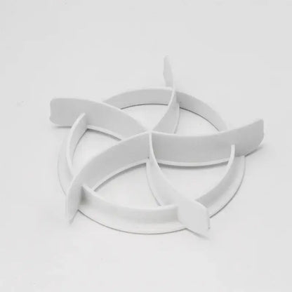 White plastic circular cookie cutter with four intersecting arms for baking tool in blue honeycomb and star oval bread molds