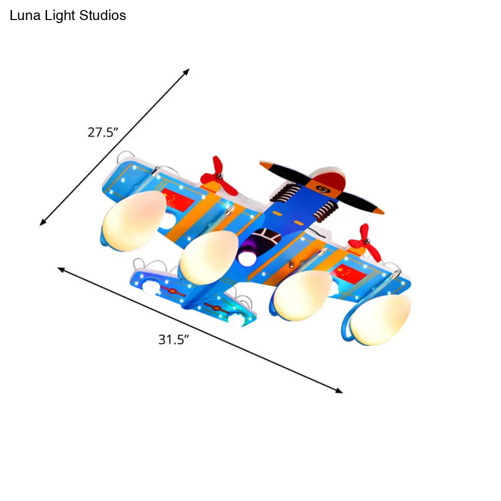 DecorBites™ DecorBites™ Blue Jet 4-Head Ceiling Light for Boy's Bedroom - Kids Style Acrylic Semi Flush Mount