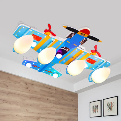 DecorBites™ DecorBites™ Blue Jet 4-Head Ceiling Light for Boy's Bedroom - Kids Style Acrylic Semi Flush Mount