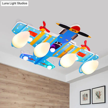 DecorBites™ DecorBites™ Blue Jet 4-Head Ceiling Light for Boy's Bedroom - Kids Style Acrylic Semi Flush Mount