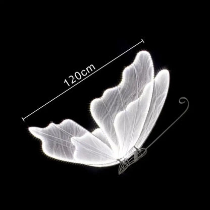 A luminous white blue lace led butterfly decorbites light fixture with glowing wings 120cm span for wedding decor