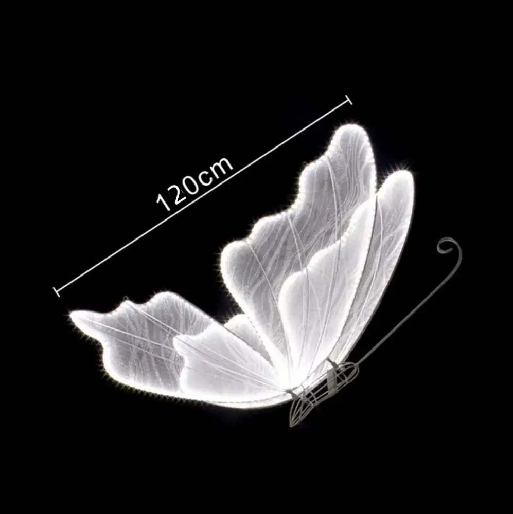 A luminous white blue lace led butterfly decorbites light fixture with glowing wings 120cm span for wedding decor