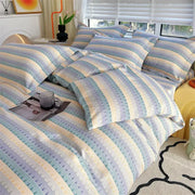 A cozy blue lavender cream cotton stripe comforter cover with subtle geometric patterns for bedroom decorbites cotton stripe