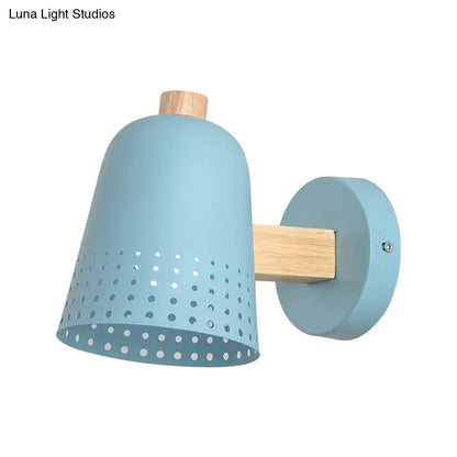 Blue Macaron Metallic 1 Bulb Wall Sconce Lighting, 5" W - Tapered Wall Fixture for Restaurants