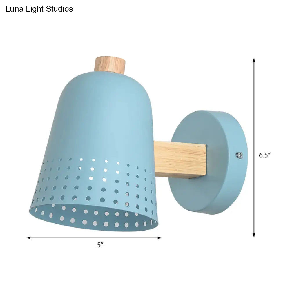 Blue Macaron Metallic 1 Bulb Wall Sconce Lighting, 5" W - Tapered Wall Fixture for Restaurants