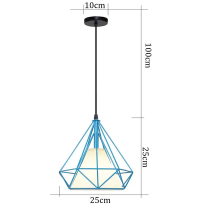 Blue matte metal pendant light with black cord and frosted glass shade in a decorbites blue nordic pendant design