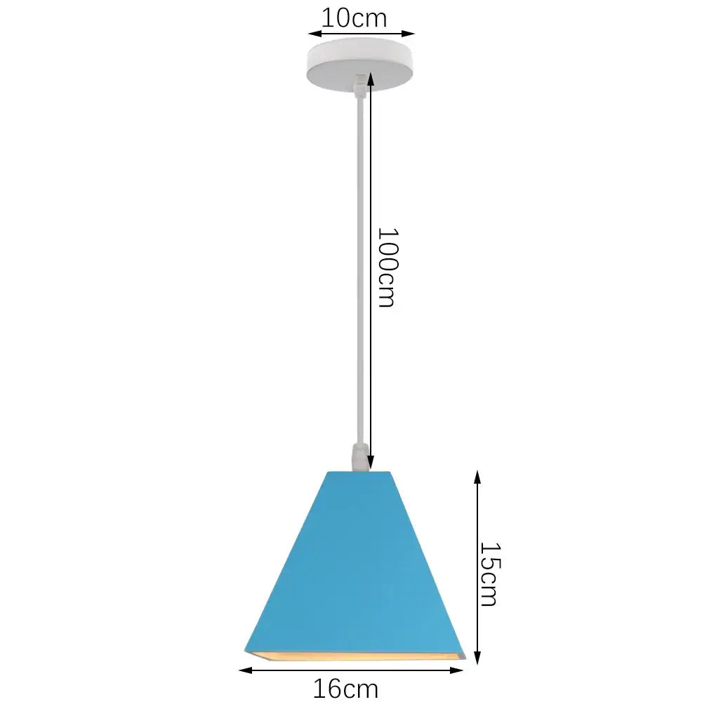 A blue matte metal pendant light with brass fixture and white ceiling mount perfect for kitchens decorbites blue nordic pendant lights