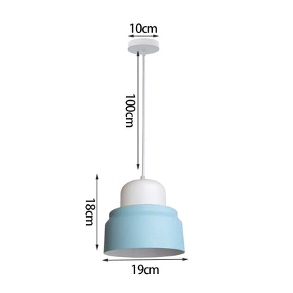 A modern two-toned blue matte metal pendant light with brass fixture featuring decorbites blue nordic design for kitchens