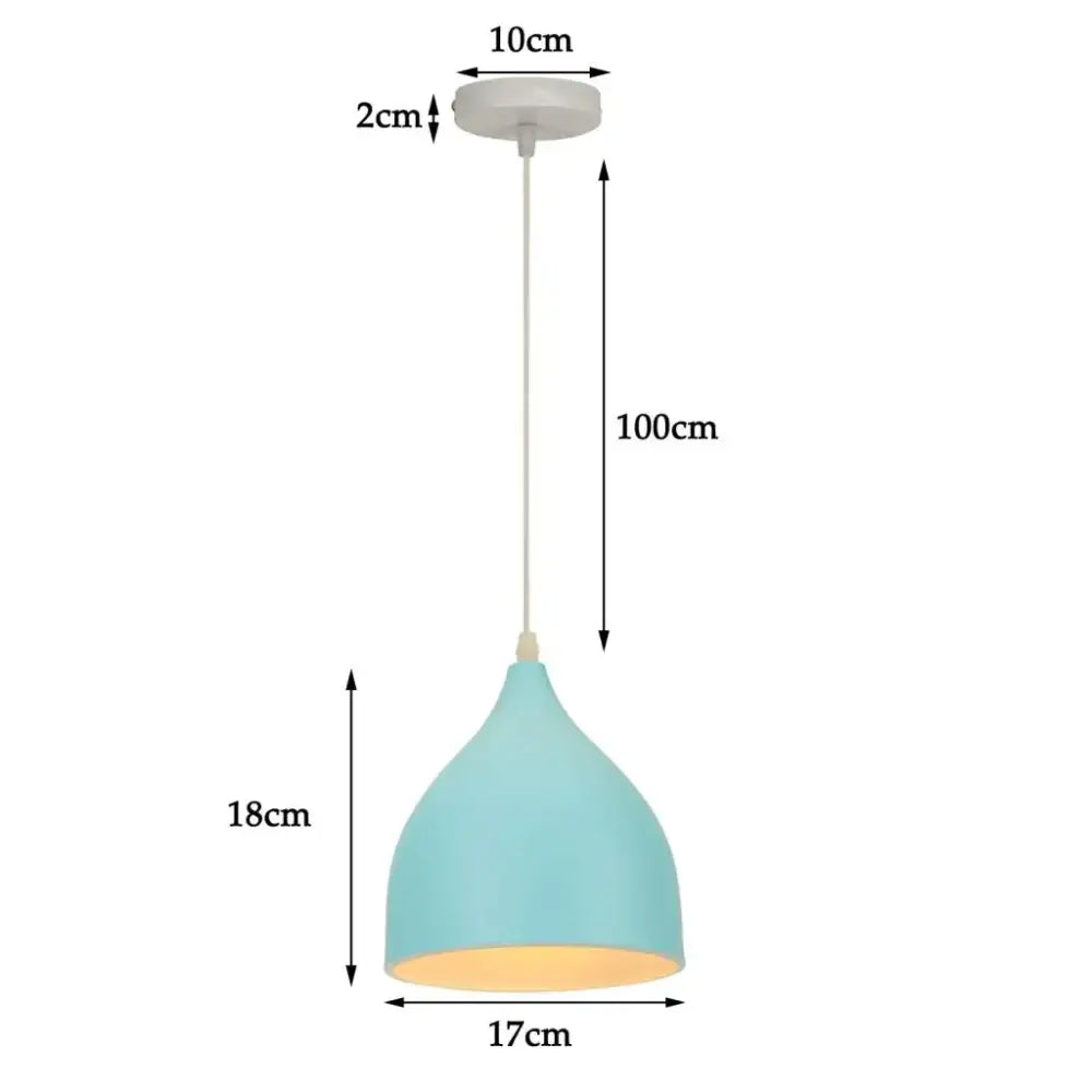 Blue matte metal pendant light with brass fixture featuring a tapered conical shade for kitchen pendant lights decorbites blue nordic