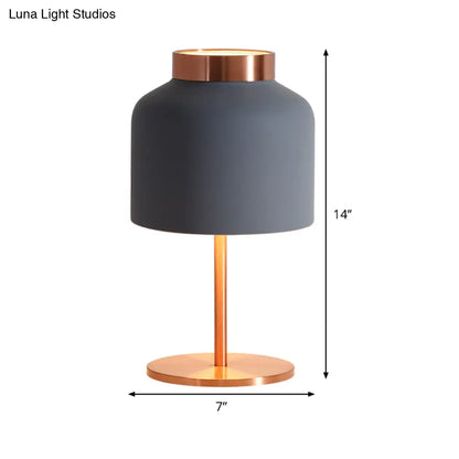 Blue Metal Jar Nightstand Lamp - Modernist Design for Living Room