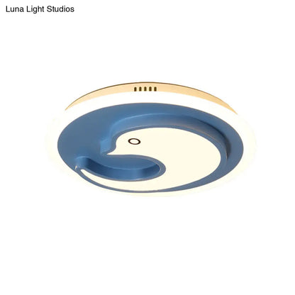 DecorBites™ DecorBites™ Blue Modern Metal Teen Ceiling Mount Light - Little Dolphin Lamp