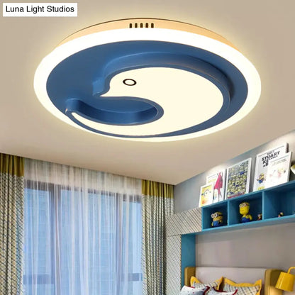 DecorBites™ DecorBites™ Blue Modern Metal Teen Ceiling Mount Light - Little Dolphin Lamp