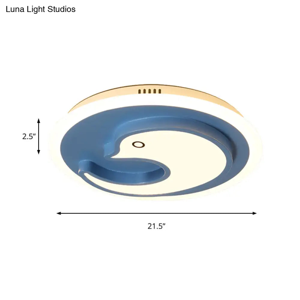 DecorBites™ DecorBites™ Blue Modern Metal Teen Ceiling Mount Light - Little Dolphin Lamp