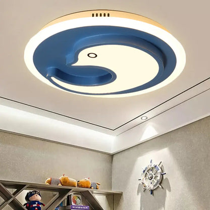 DecorBites™ DecorBites™ Blue Modern Metal Teen Ceiling Mount Light - Little Dolphin Lamp