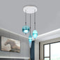 Blue Modernist Teardrop Cluster Pendant Light Fixture with 3 Glass Lights for Living Room