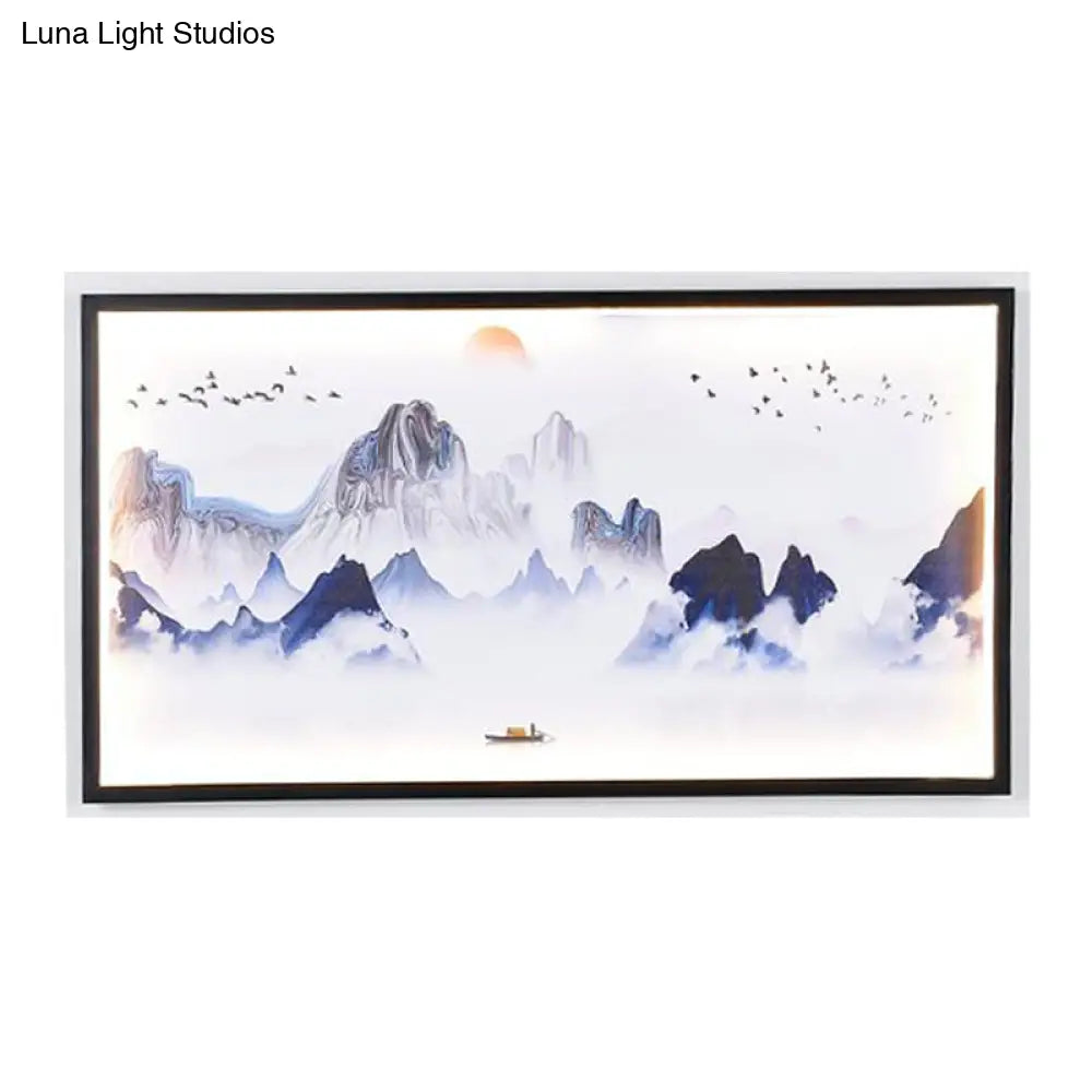 مصباح جداري من القماش LED آسيوي من Blue Mountains لغرفة المعيشة - مصباح جداري منقوش