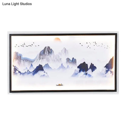 مصباح جداري من القماش LED آسيوي من Blue Mountains لغرفة المعيشة - مصباح جداري منقوش