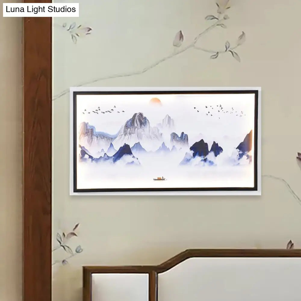 مصباح جداري من القماش LED آسيوي من Blue Mountains لغرفة المعيشة - مصباح جداري منقوش