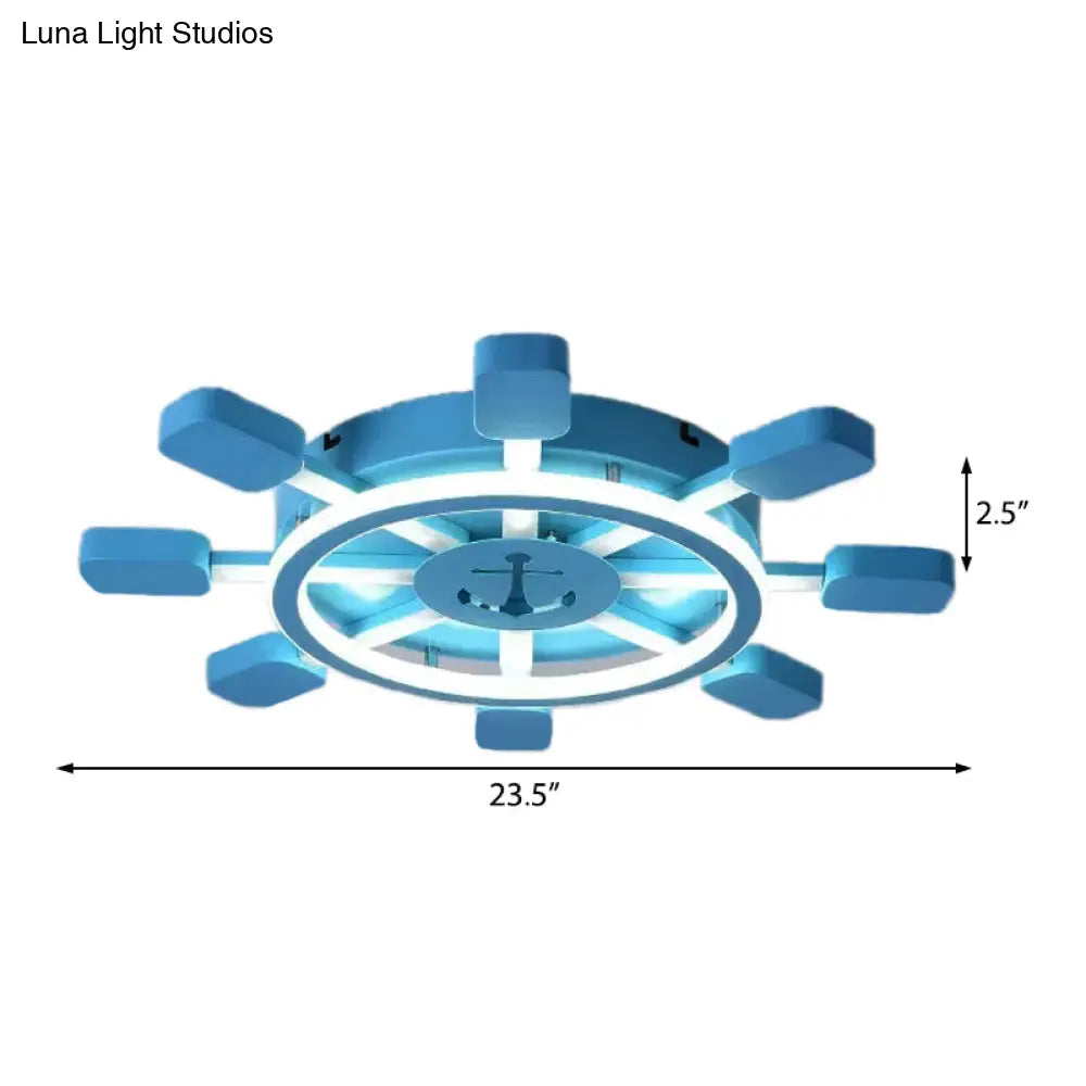 ديكوربايتس™ مصباح سقف LED أزرق بحري مع مصباح معدني على شكل مرساة - مثالي لغرف نوم الأطفال