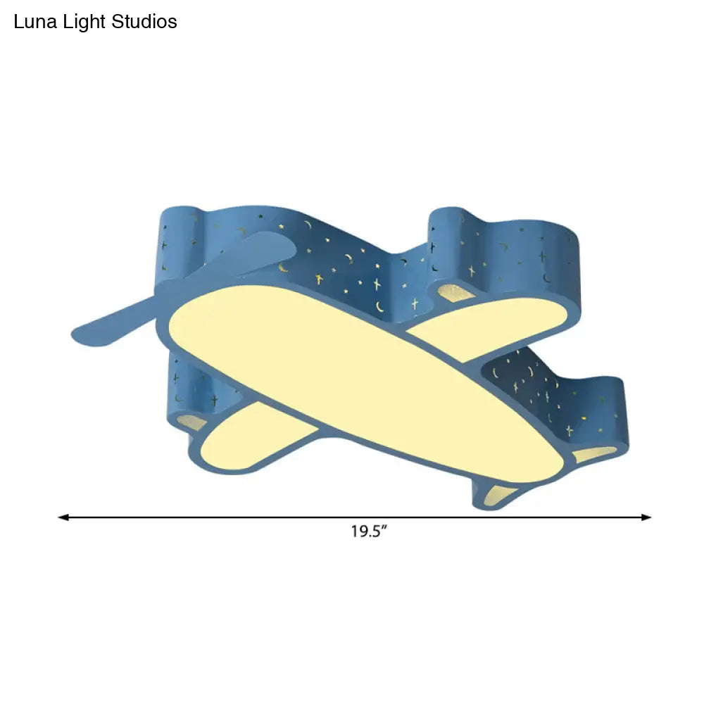 ديكوربايتس™ مصباح سقف غرفة نوم الأطفال Blue Plane: تركيب أكريليك كرتوني مدمج