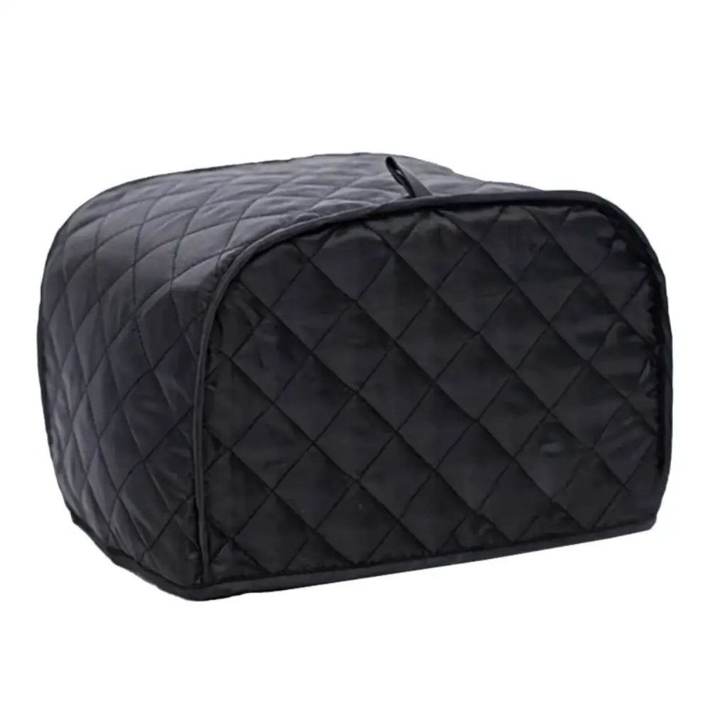 Black quilted fabric slice toaster cover with diamond pattern for kitchen appliance protection