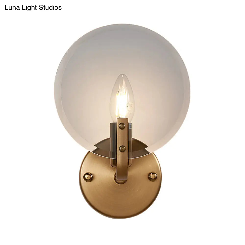 ديكوربايتس™ مصباح حائطي زجاجي أزرق عتيق - ذراع ذهبي بزاوية قائمة - وحدة إضاءة حائط