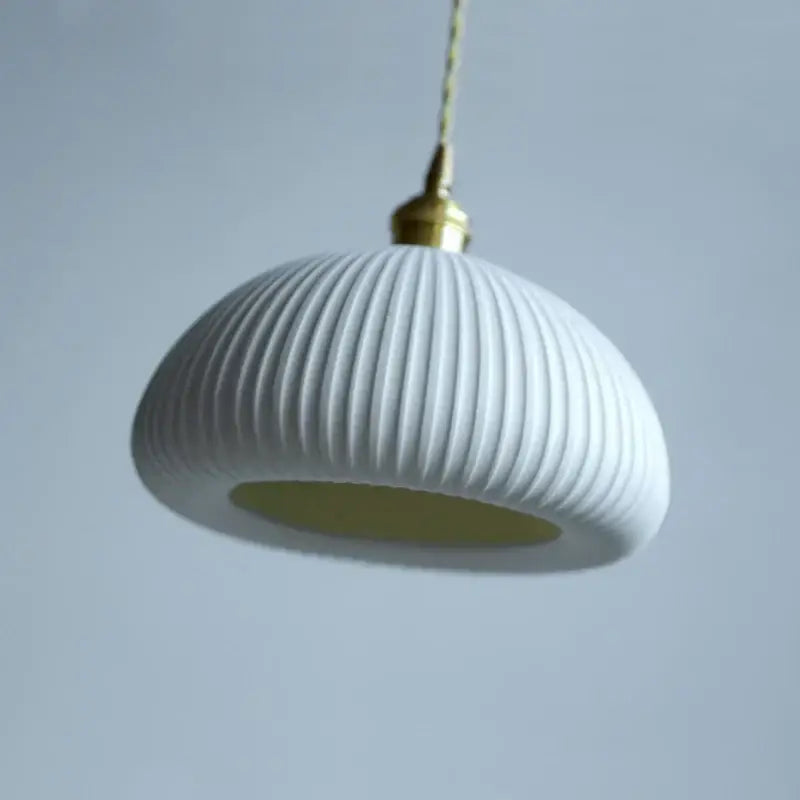 White ribbed ceramic led pendant lamp with brass fixture from decorbites ceramic led pendant collection for kitchen decor