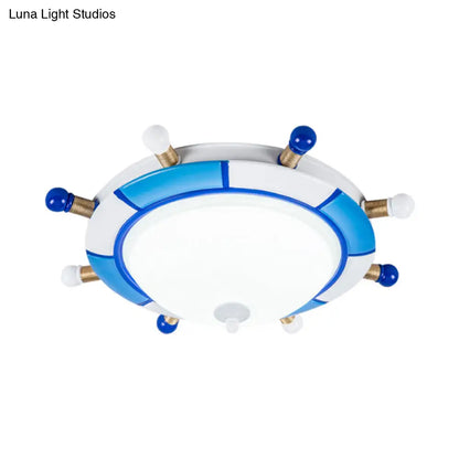DecorBites™ Blue Rudder Cartoon Style LED Pendant Light - Flush Mount with Frosted Glass Shade