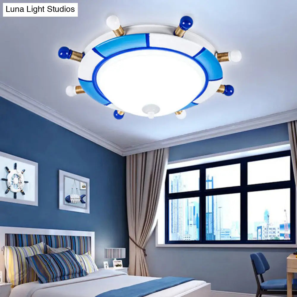 DecorBites™ Blue Rudder Cartoon Style LED Pendant Light - Flush Mount with Frosted Glass Shade