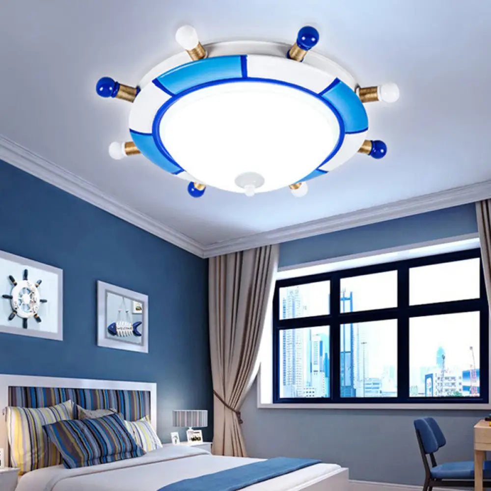 DecorBites™ Blue Rudder Cartoon Style LED Pendant Light - Flush Mount with Frosted Glass Shade