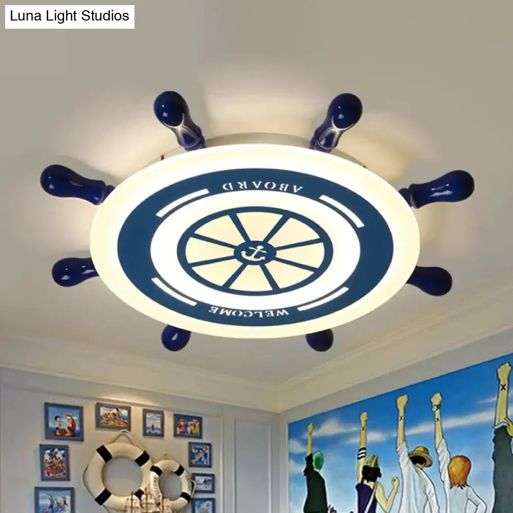 DecorBites™ Blue Rudder LED Flush Mount Ceiling Light: Simple & Stylish Fixture for Great Rooms