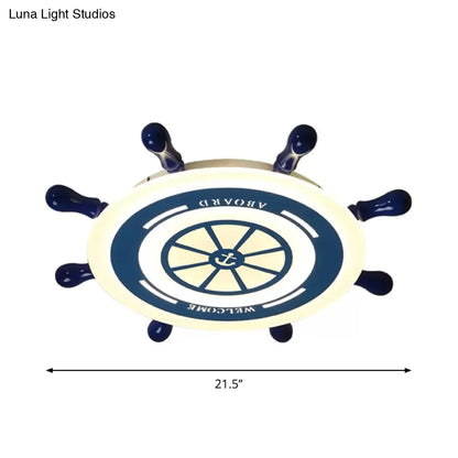 DecorBites™ Blue Rudder LED Flush Mount Ceiling Light: Simple & Stylish Fixture for Great Rooms