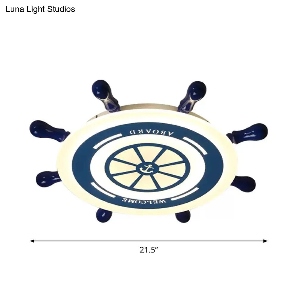 DecorBites™ Blue Rudder LED Flush Mount Ceiling Light: Simple & Stylish Fixture for Great Rooms