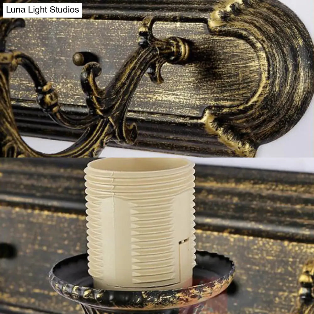 Lámpara de pared estilo barroco con vitral azul, 2 bombillas - Decoración para baño