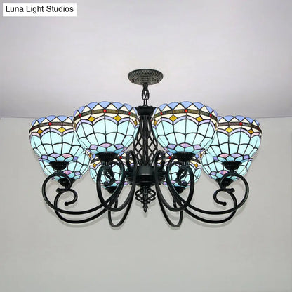 Blue Stained Glass Baroque Pendant Light for Hotel Ceilings