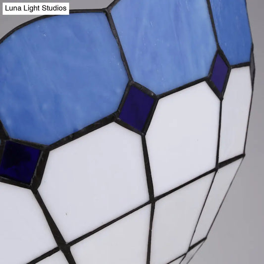 Lámpara de techo DecorBites™ de vitral azul - Montaje semiempotrado con pantalla ancha de 12"/16" - Estilo mediterráneo